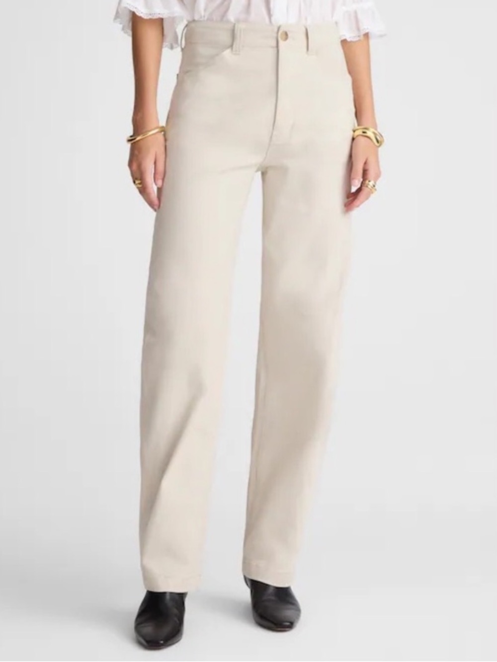 NWT Madewell Balloon Pant in Form Grey Khaki Cream Size 24 Barrel Leg $138 NW467 - Picture 1 of 15